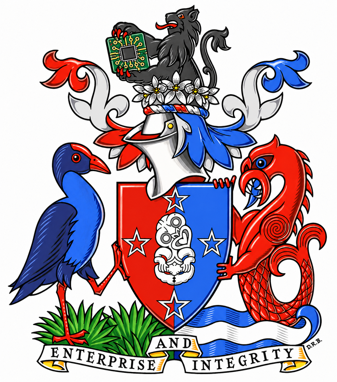 Full heraldic achievement of arms