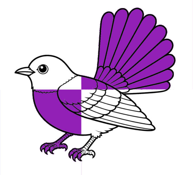 A Fantail quarterly Argent and Purpure