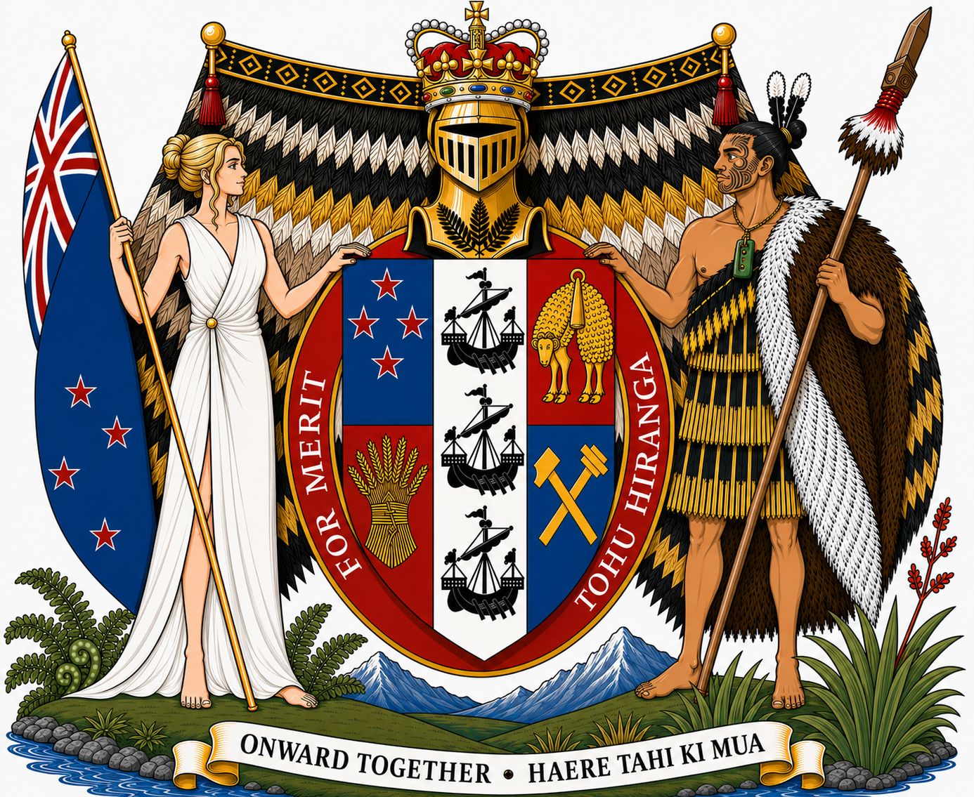 A possible future interpretation of the arms of New Zealand