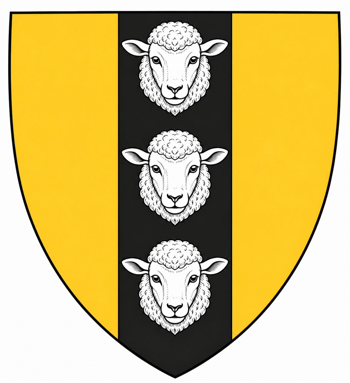 Or, on a pale Sable three sheep's heads affronty Argent